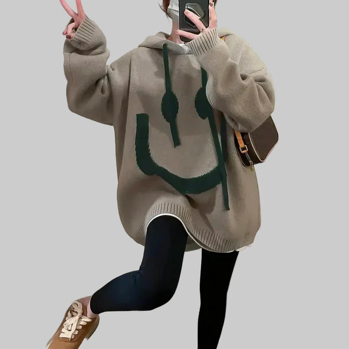 Joy - Mikina s kapucí a potiskem usmívající se tváře