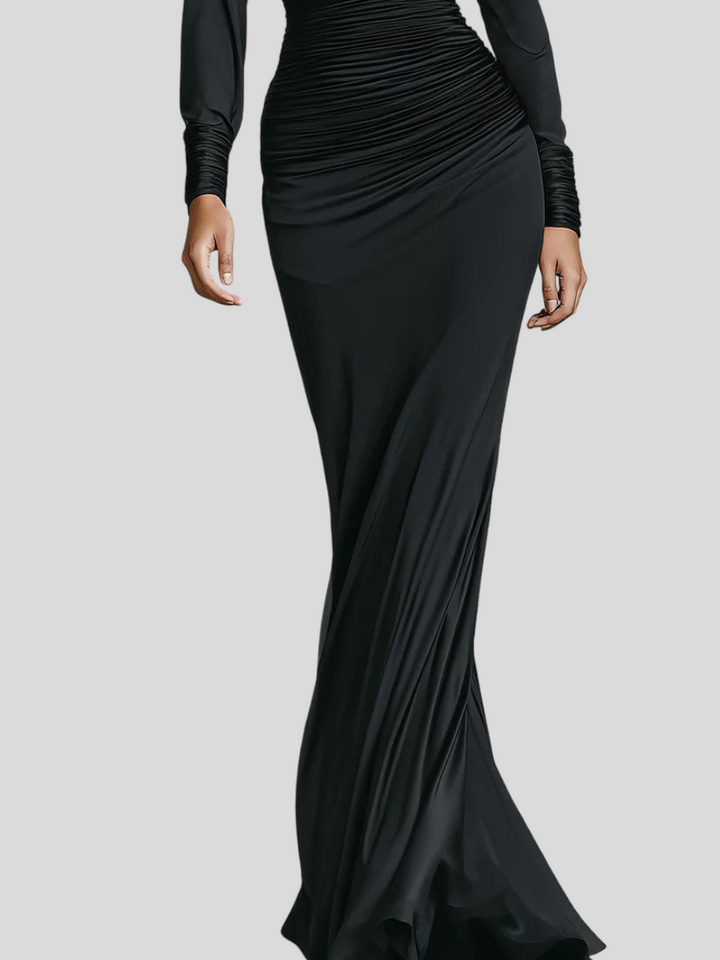 Imme - saténové mořské šaty s drapérií