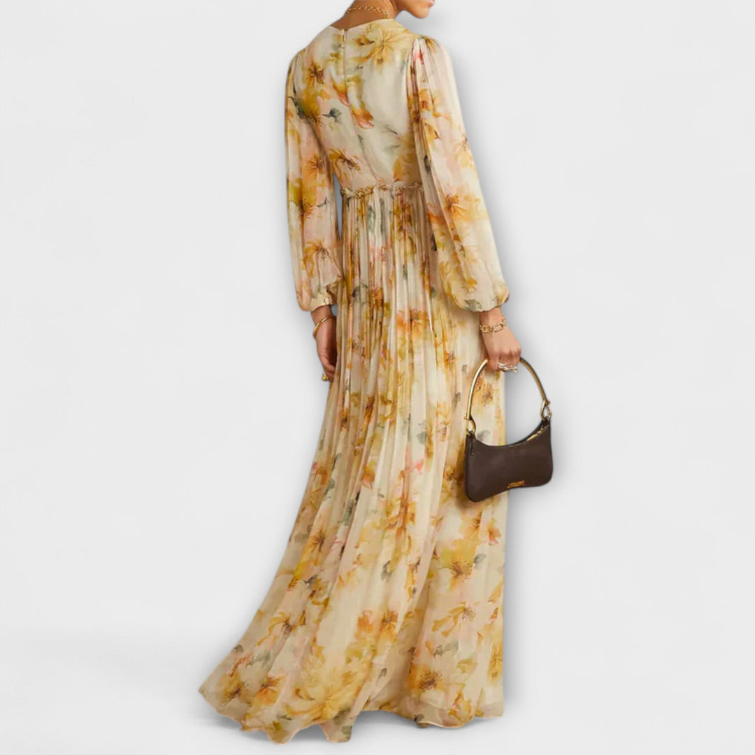 Maja - Dlouhé květinové zavinovací šaty