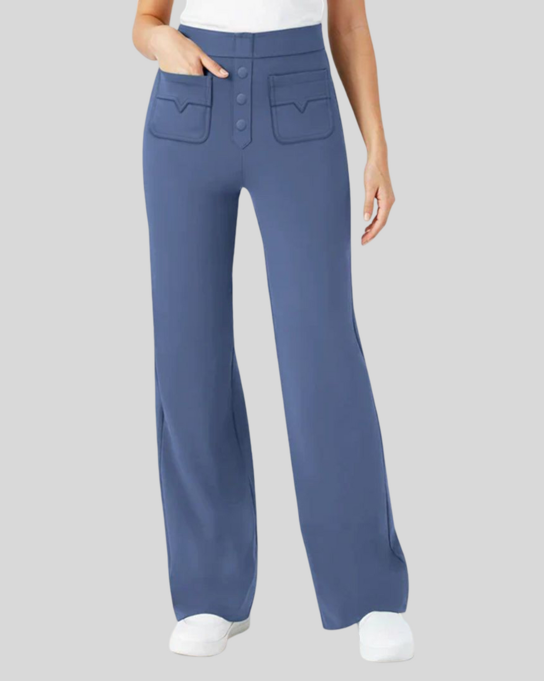 Livia - Dámské kalhoty s vysokým pasem a elastanem