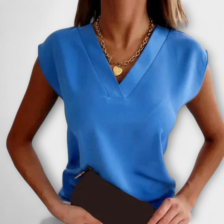 Nadia - Blůza s výstřihem do V a krátkým rukávem