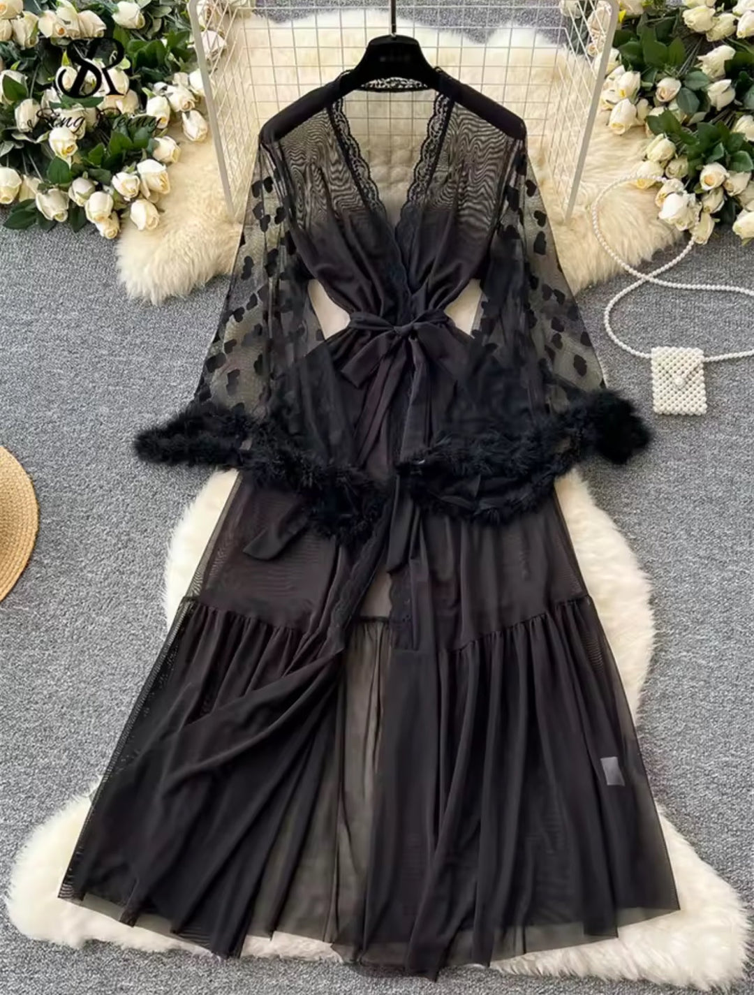 Keira™ | Kimono z Průhledné Krajky