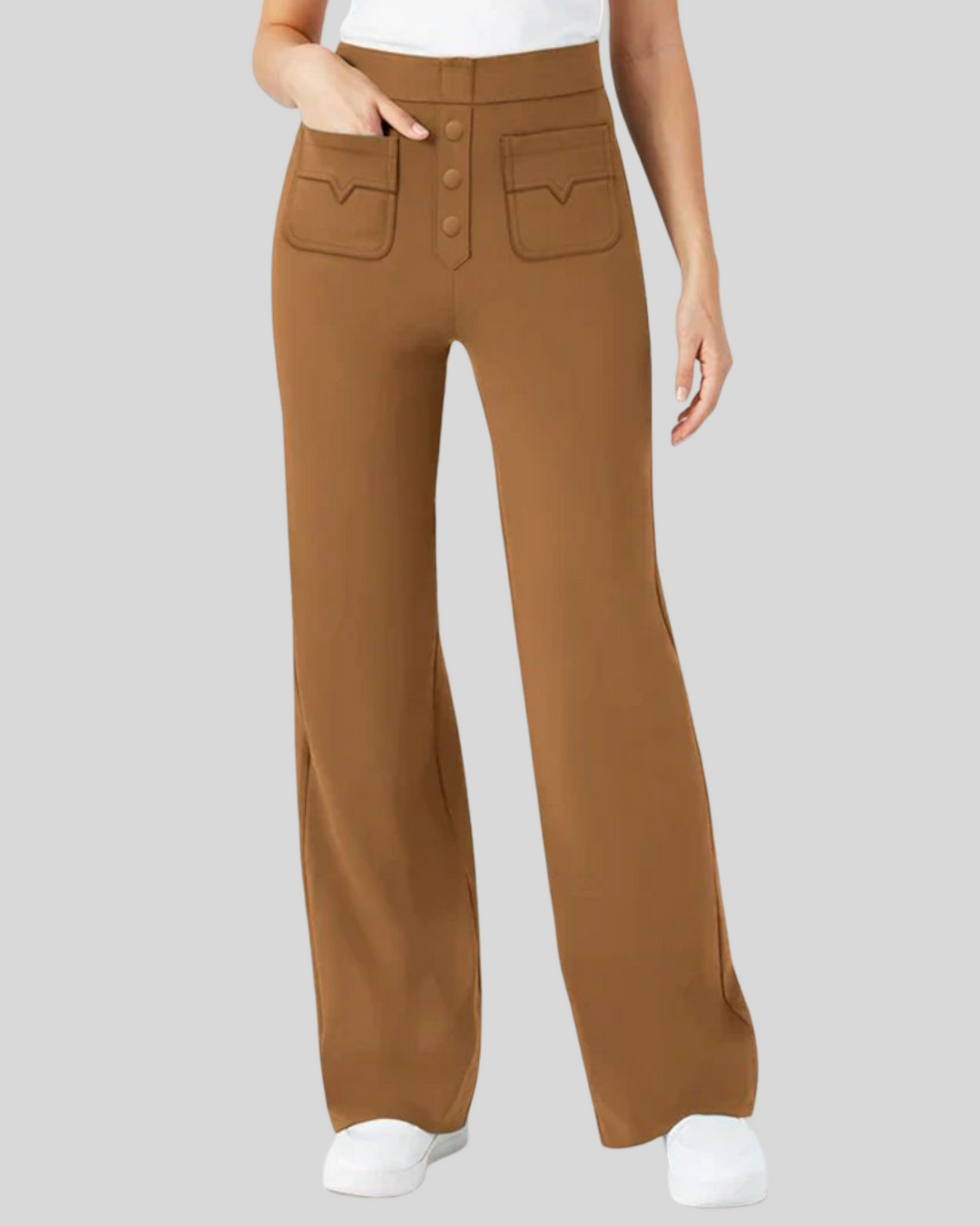 Livia - Dámské kalhoty s vysokým pasem a elastanem