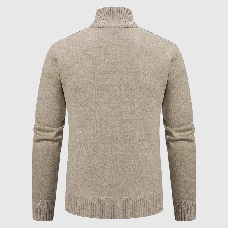 Jáchym – Pletený kabát s vysokým límcem a zipem