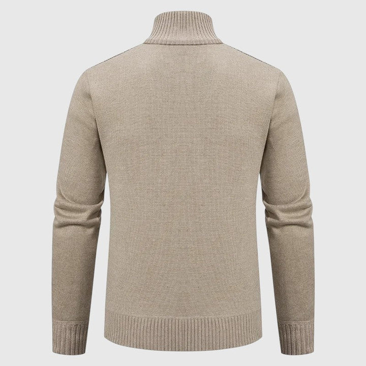 Jáchym – Pletený kabát s vysokým límcem a zipem