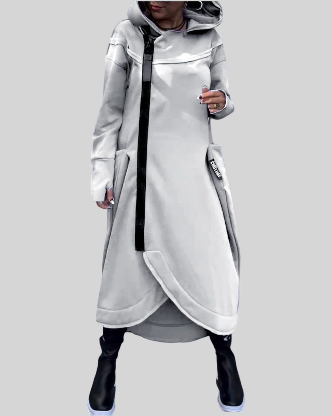 Viktorie - Kabát s kapucí a asymetrickým lemem