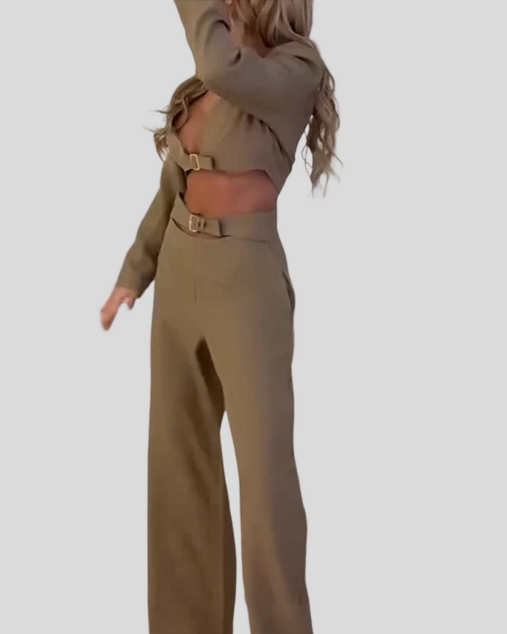 Loana - Sada Top Cropped & Kalhoty s Vysokým Pasem