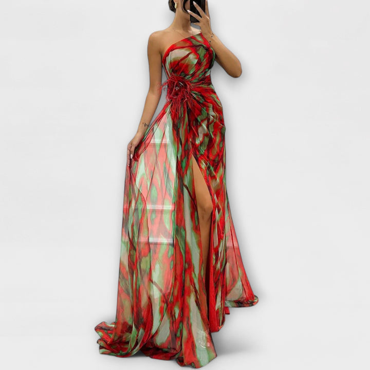 Jiřina - Dlouhá šaty s jedním ramenem