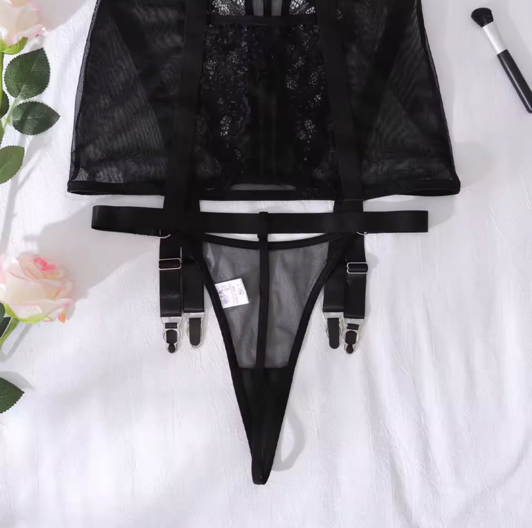 Alessandra™ | Černá Saténová Noční Košile Mirage