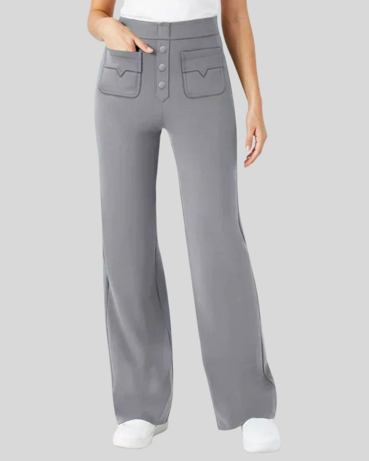 Livia - Dámské kalhoty s vysokým pasem a elastanem