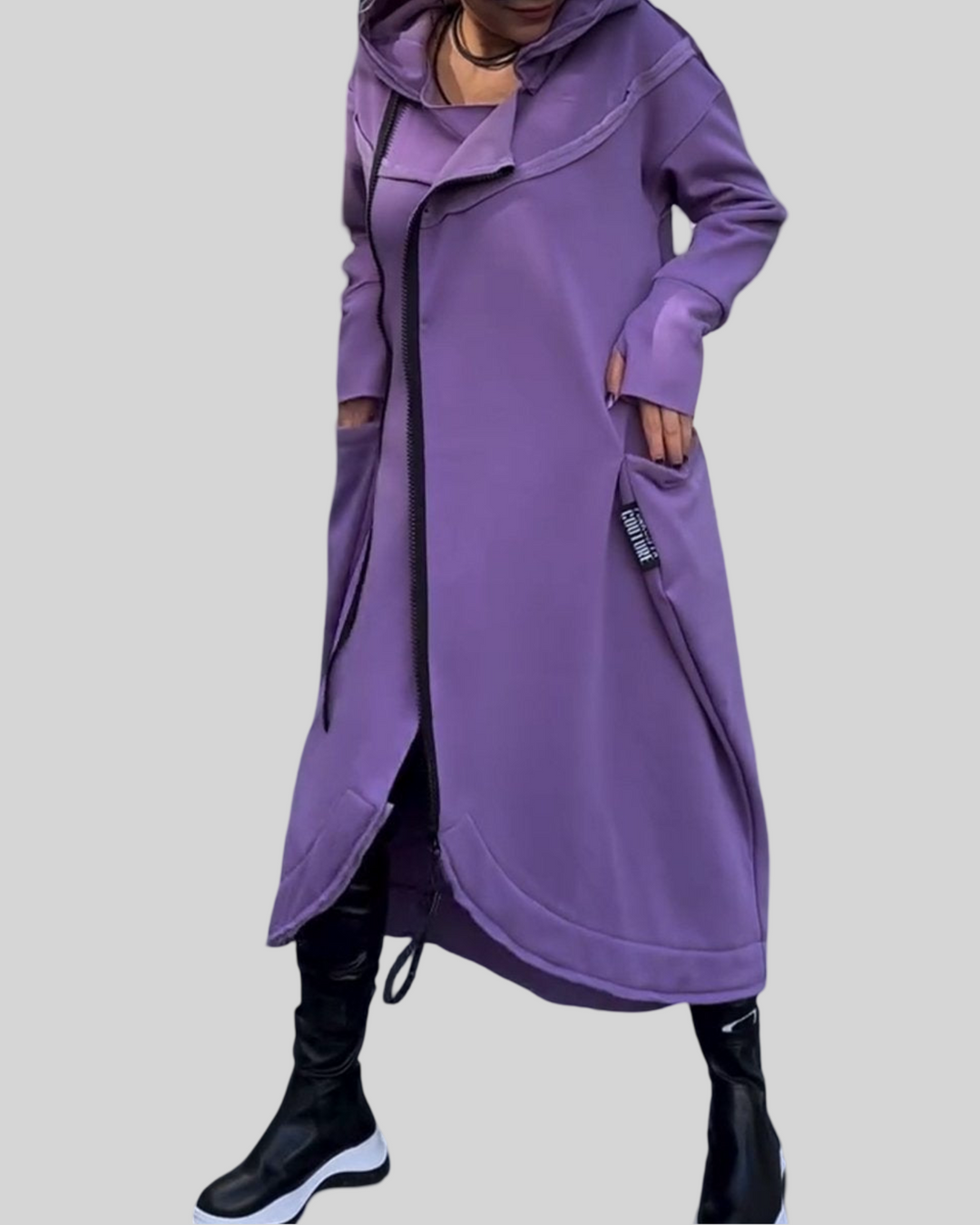 Viktorie - Kabát s kapucí a asymetrickým lemem