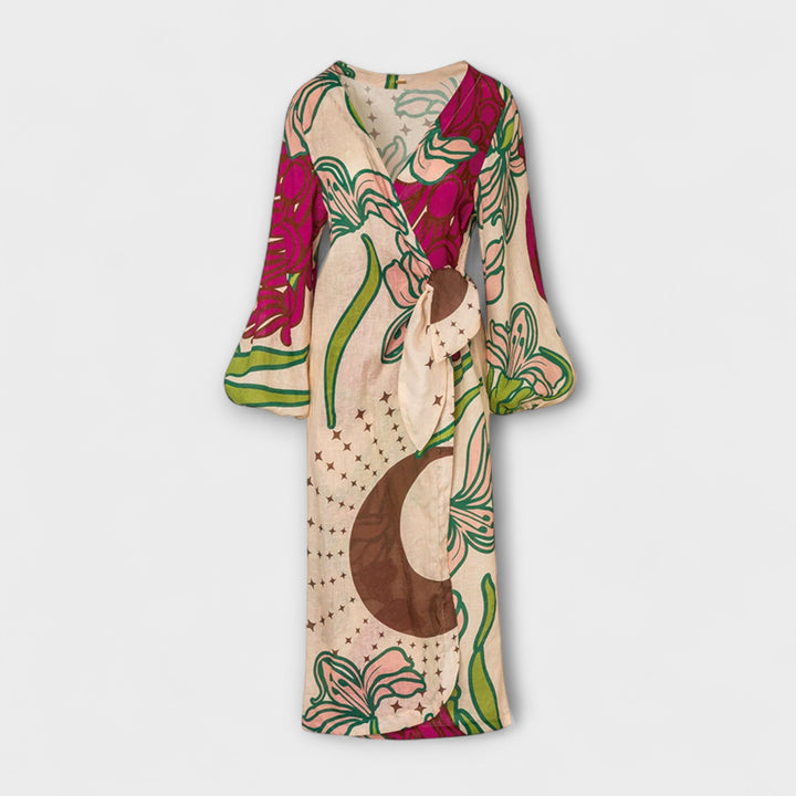 Kamila - Maxi tunika na dovolenou s vázáním v pase.