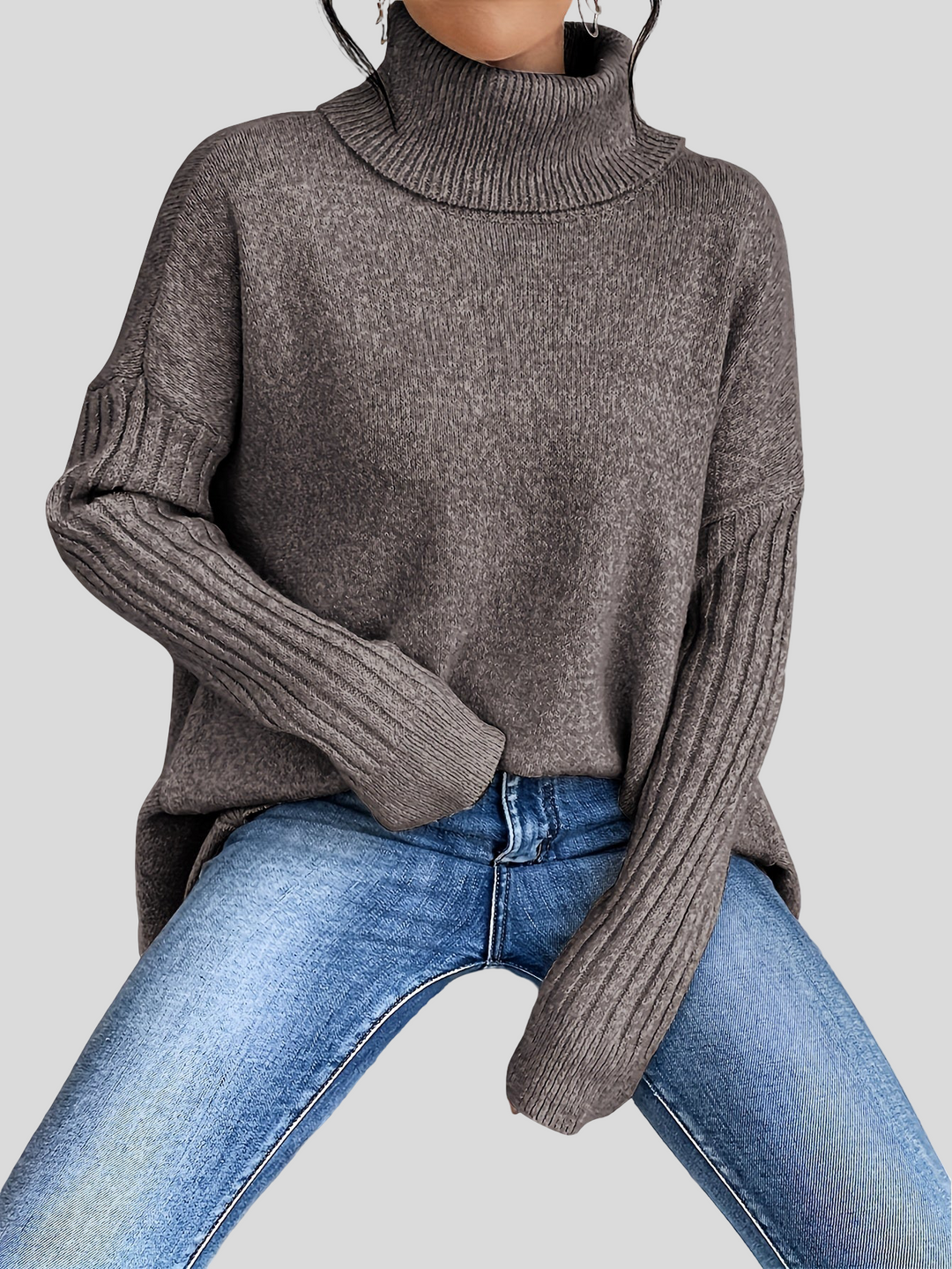 Josefína – Oversized pletený svetr s vysokým límcem