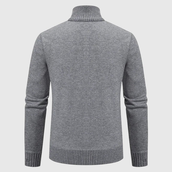 Jáchym – Pletený kabát s vysokým límcem a zipem