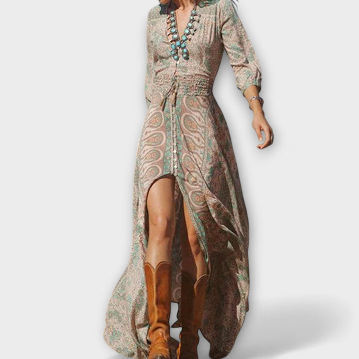 Ljuba - Maxi šaty s boho potiskem