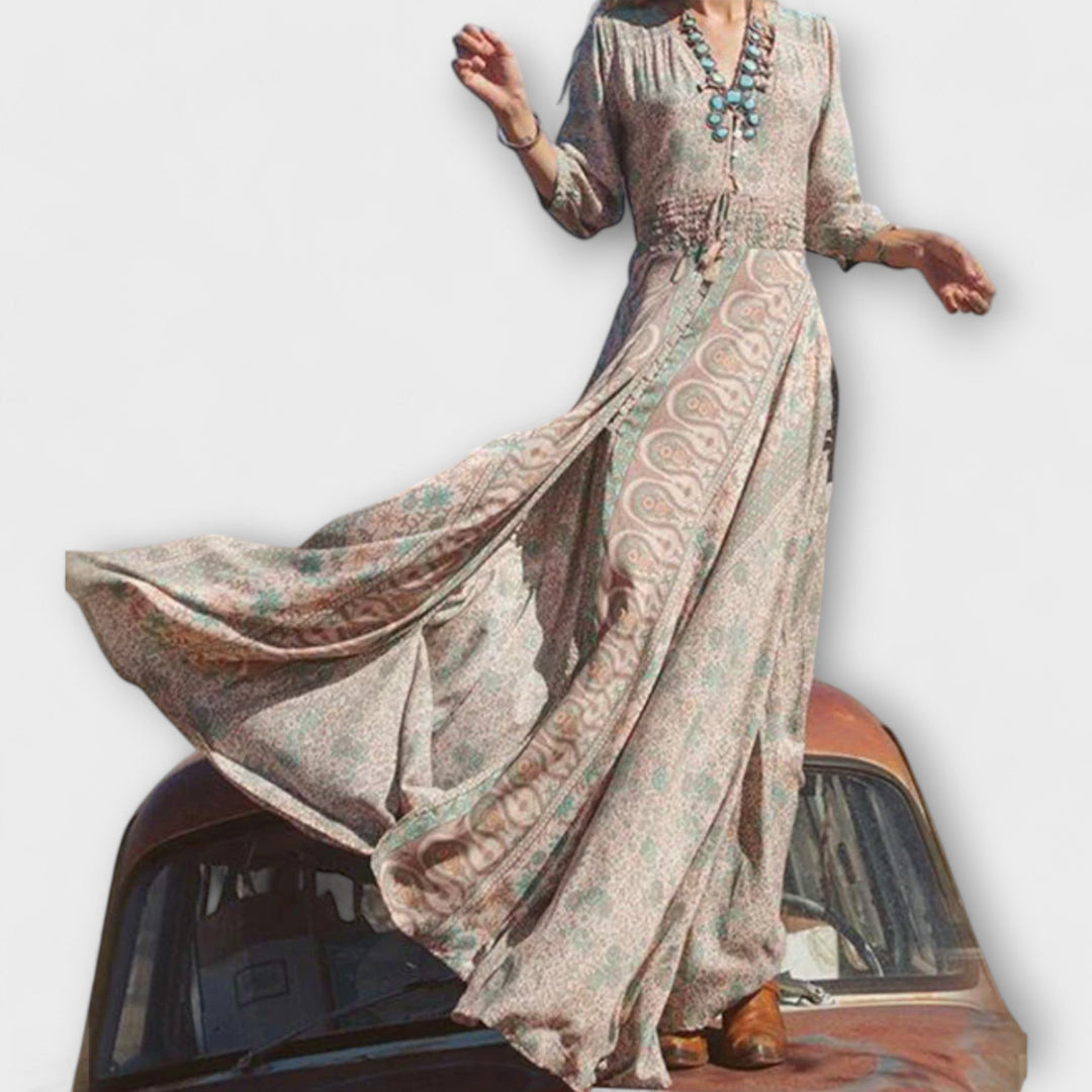 Ljuba - Maxi šaty s boho potiskem