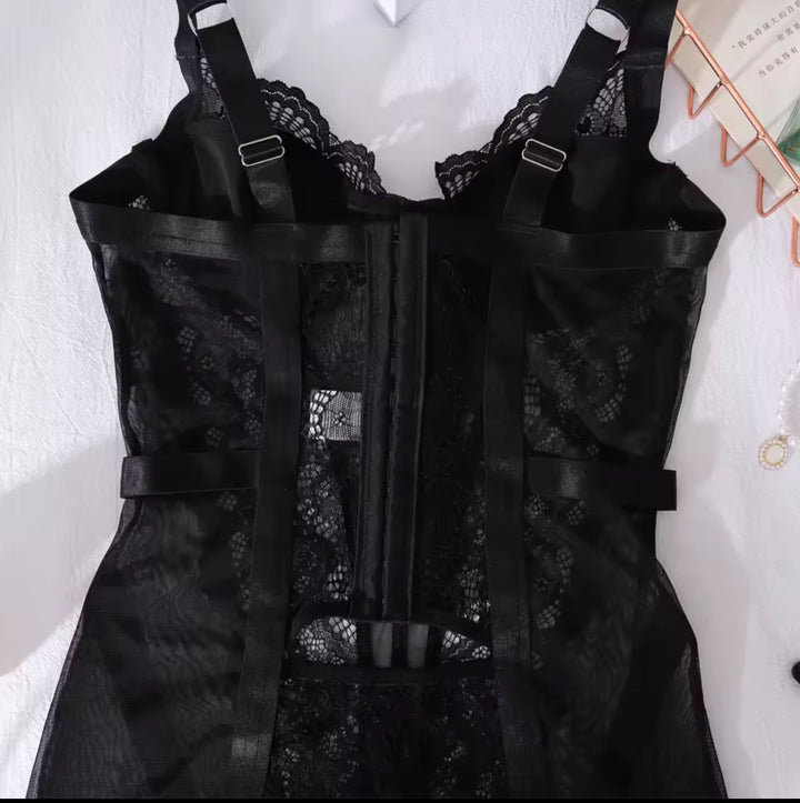 Alessandra™ | Černá Saténová Noční Košile Mirage