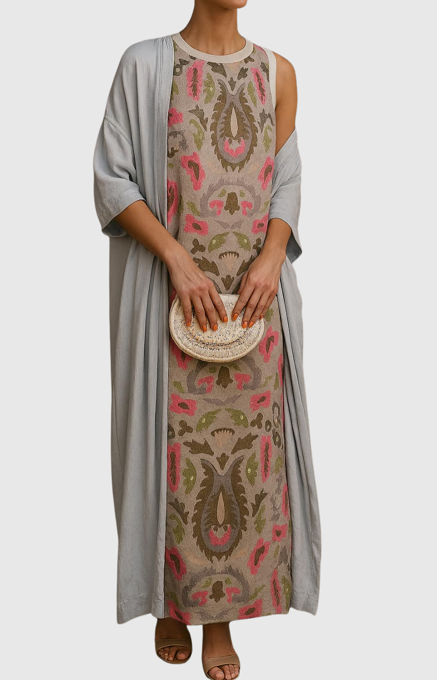 Karin - Elegantní dlouhé šaty s odpovídající šálou pro zvláštní příležitosti.