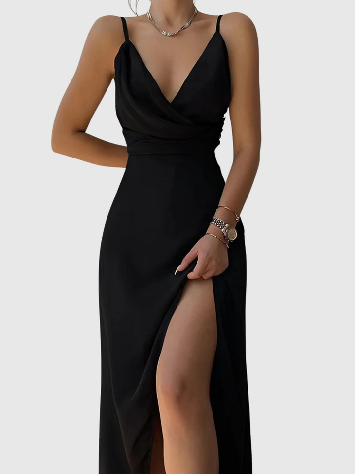 Vlastimila - Saténové šaty s volným výstřihem