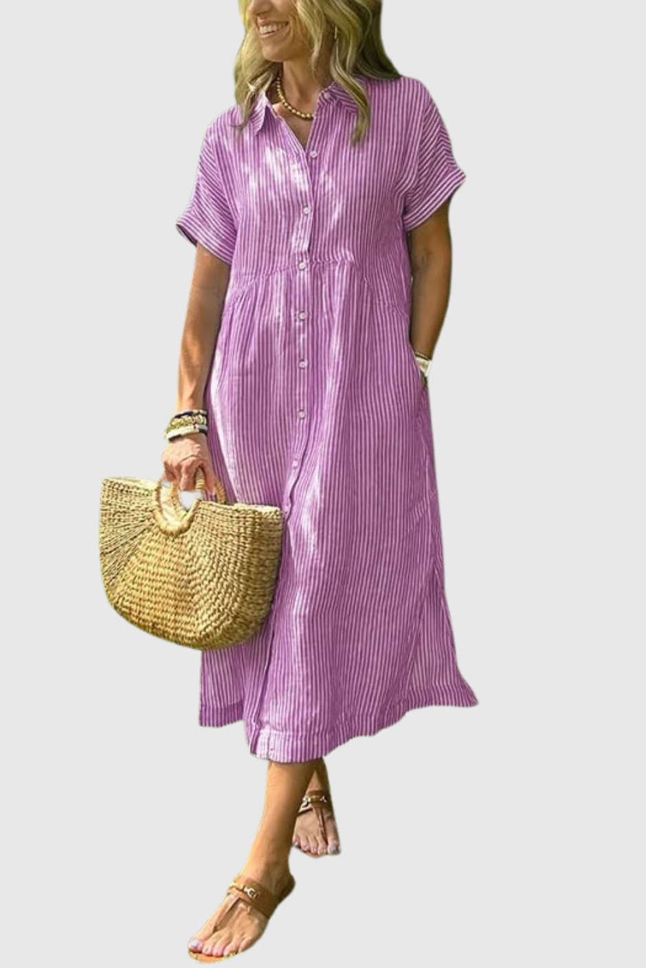 Beáta - Lehká šaty s knoflíky