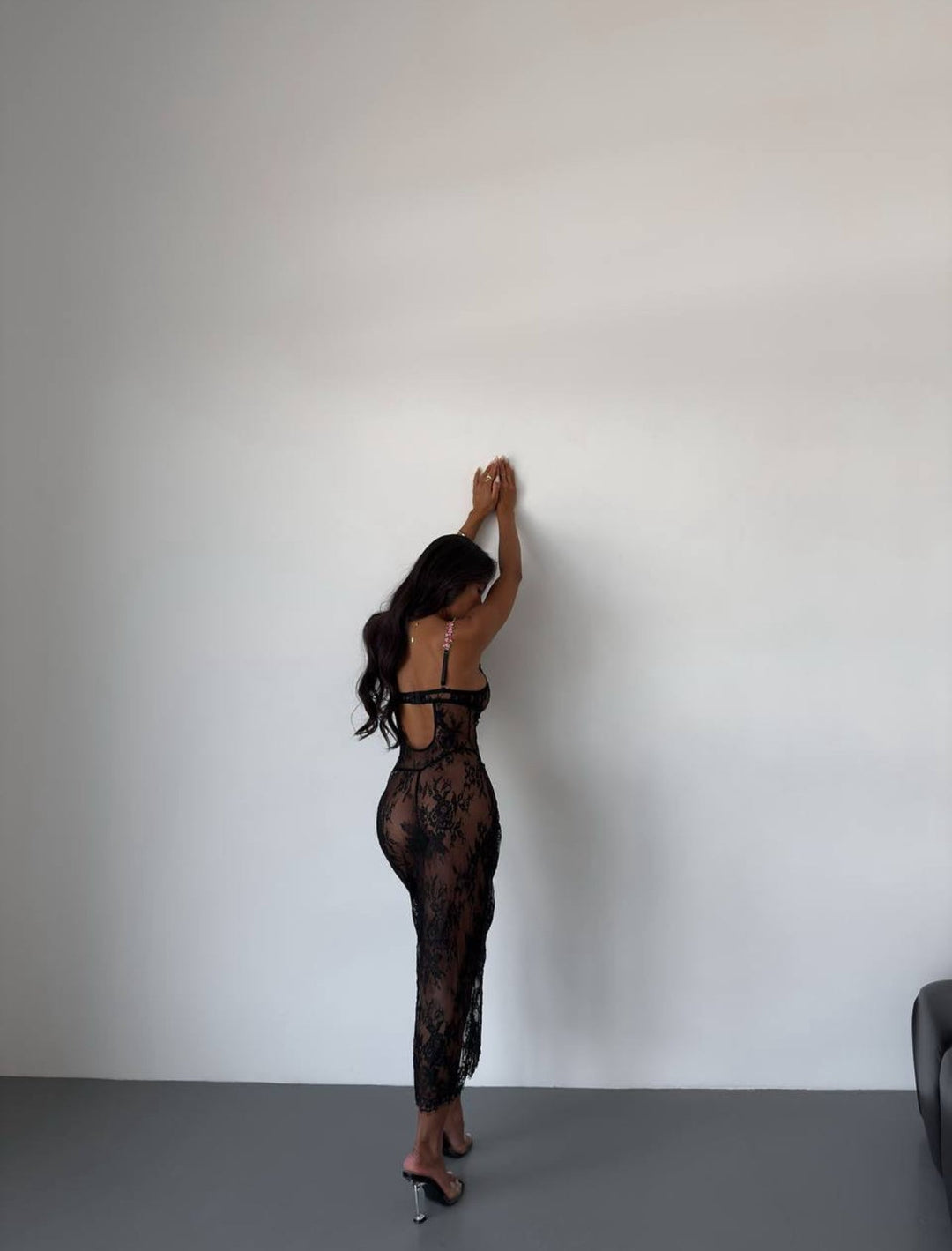 Georgina™ | Průhledná noční košile Půlnoční květy