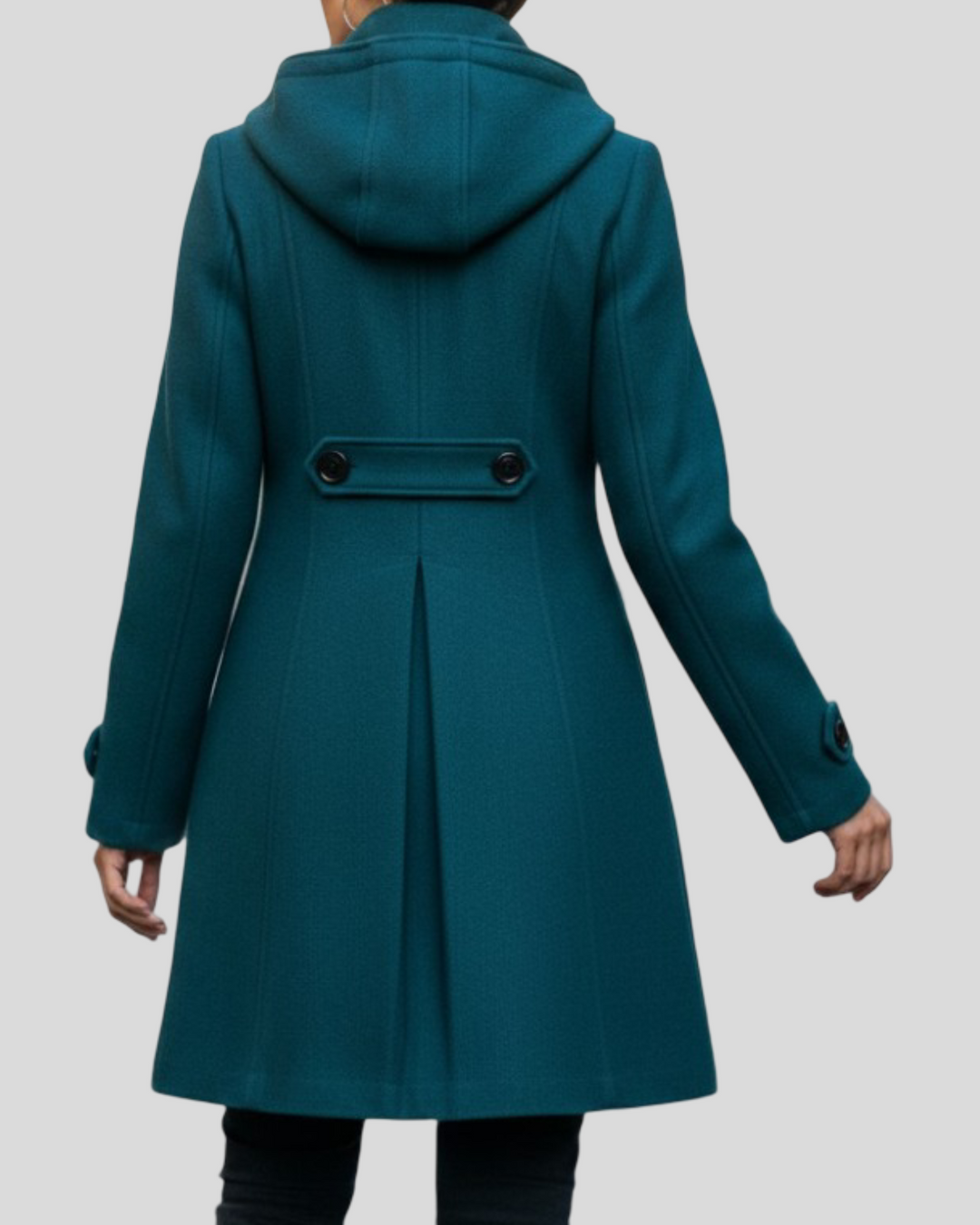 Helena - Klasický kabát s knoflíky a kapucí