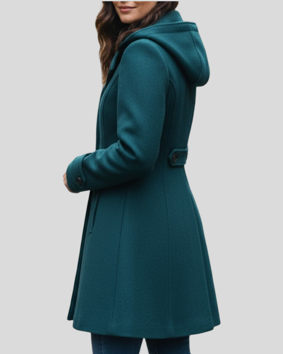Helena - Klasický kabát s knoflíky a kapucí