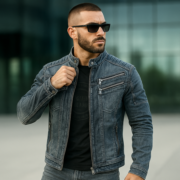 Rico - Pánská džínová bunda ve stylu motorkáře