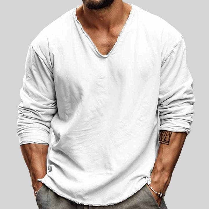 Nico - Volná košile s dlouhým rukávem a hlubokým V výstřihem pro muže