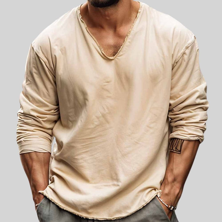 Nico - Volná košile s dlouhým rukávem a hlubokým V výstřihem pro muže