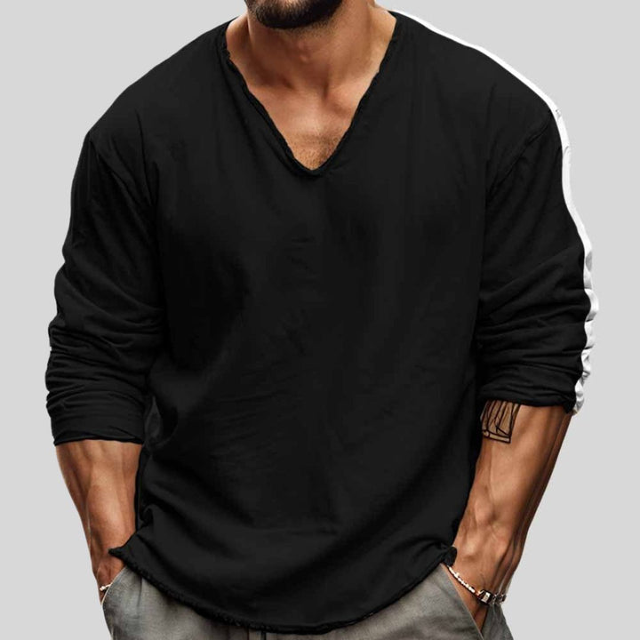 Nico - Volná košile s dlouhým rukávem a hlubokým V výstřihem pro muže