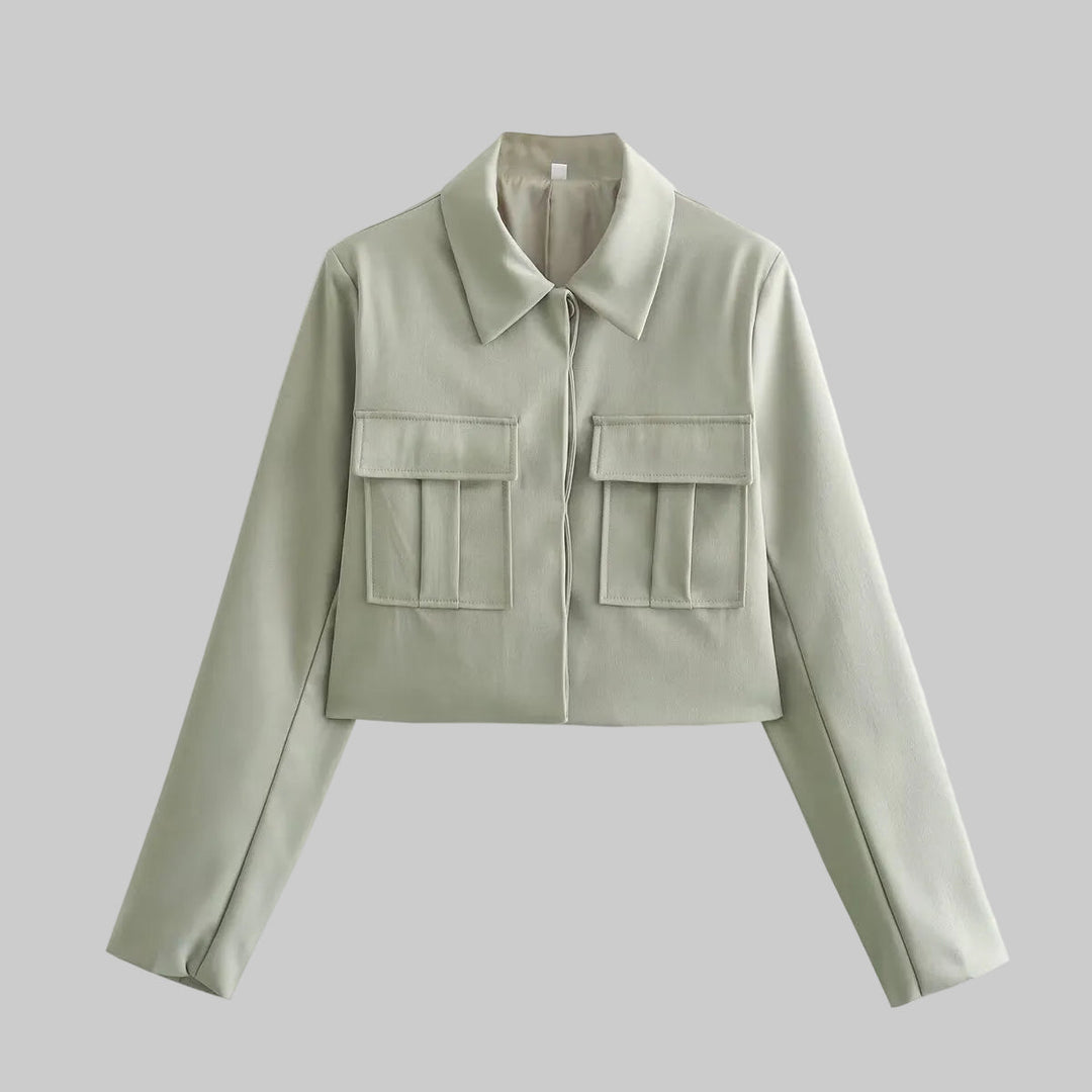 Claire - Sada dvou kusů s cropped blazerem a ženskými kalhotami s širokými nohavicemi