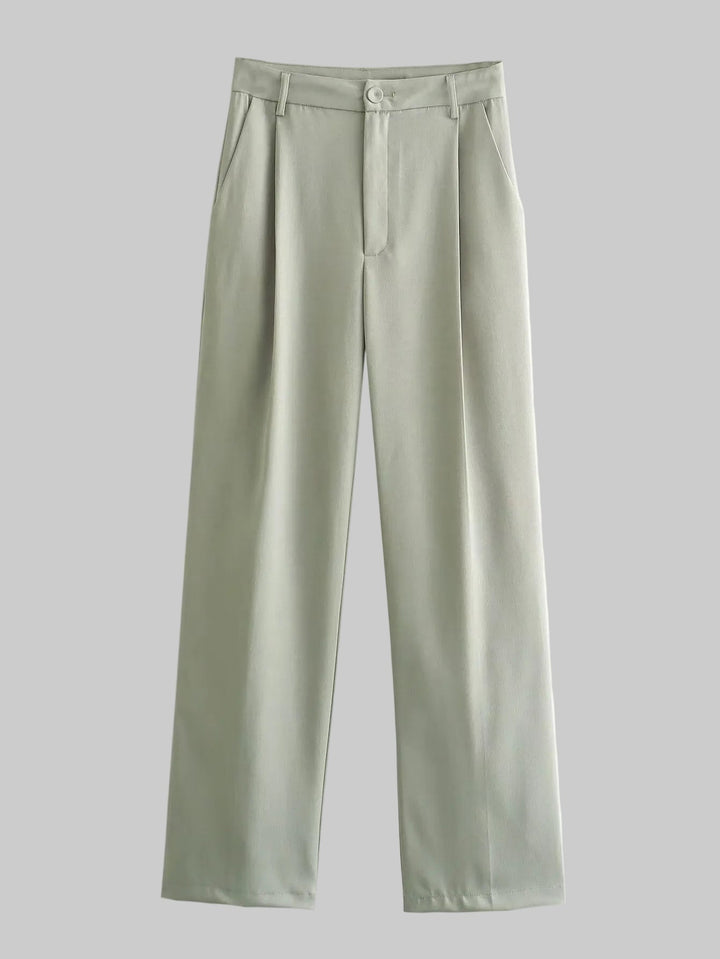 Claire - Sada dvou kusů s cropped blazerem a ženskými kalhotami s širokými nohavicemi