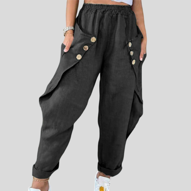 Branislava - Dámské kalhoty Komfort Chic s dekorativními knoflíky