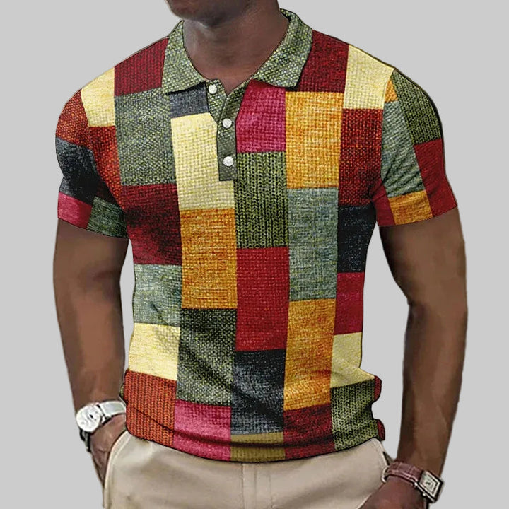 Dario - Pánské polo tričko v barevném patchwork stylu