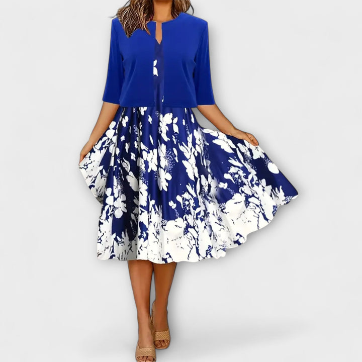 Barbora - Květinové midi šaty s odpovídajícím kardiganem