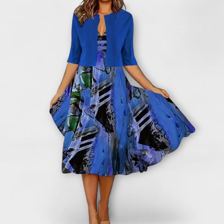 Barbora - Květinové midi šaty s odpovídajícím kardiganem