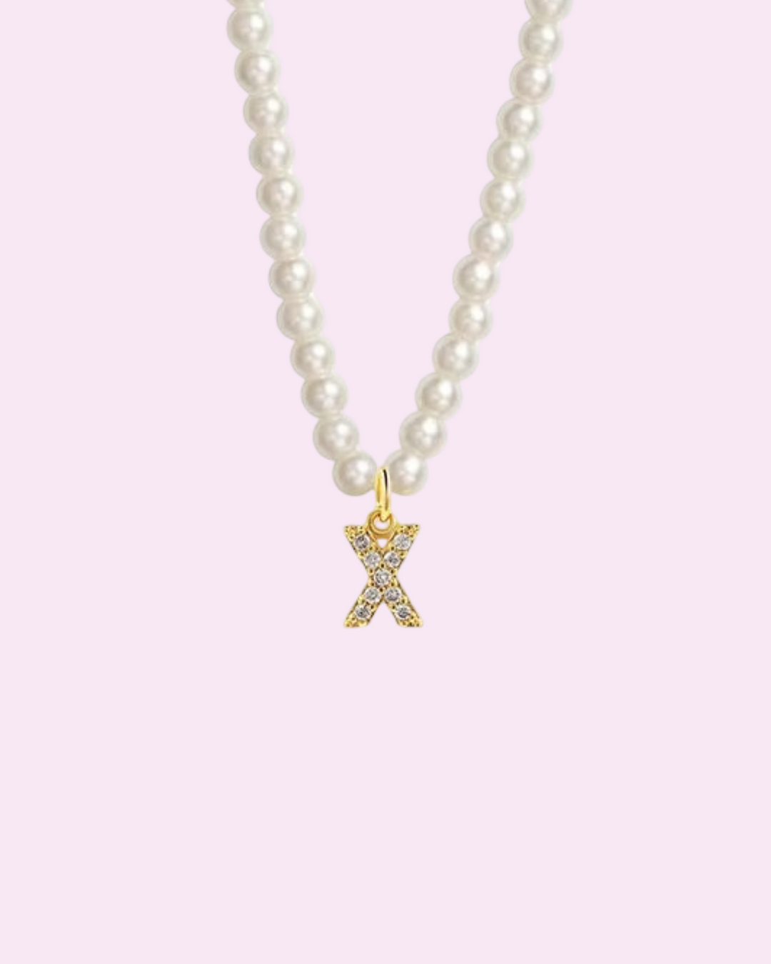 ABC - Náhrdelník s perlami a iniciálou osázenou kamínky