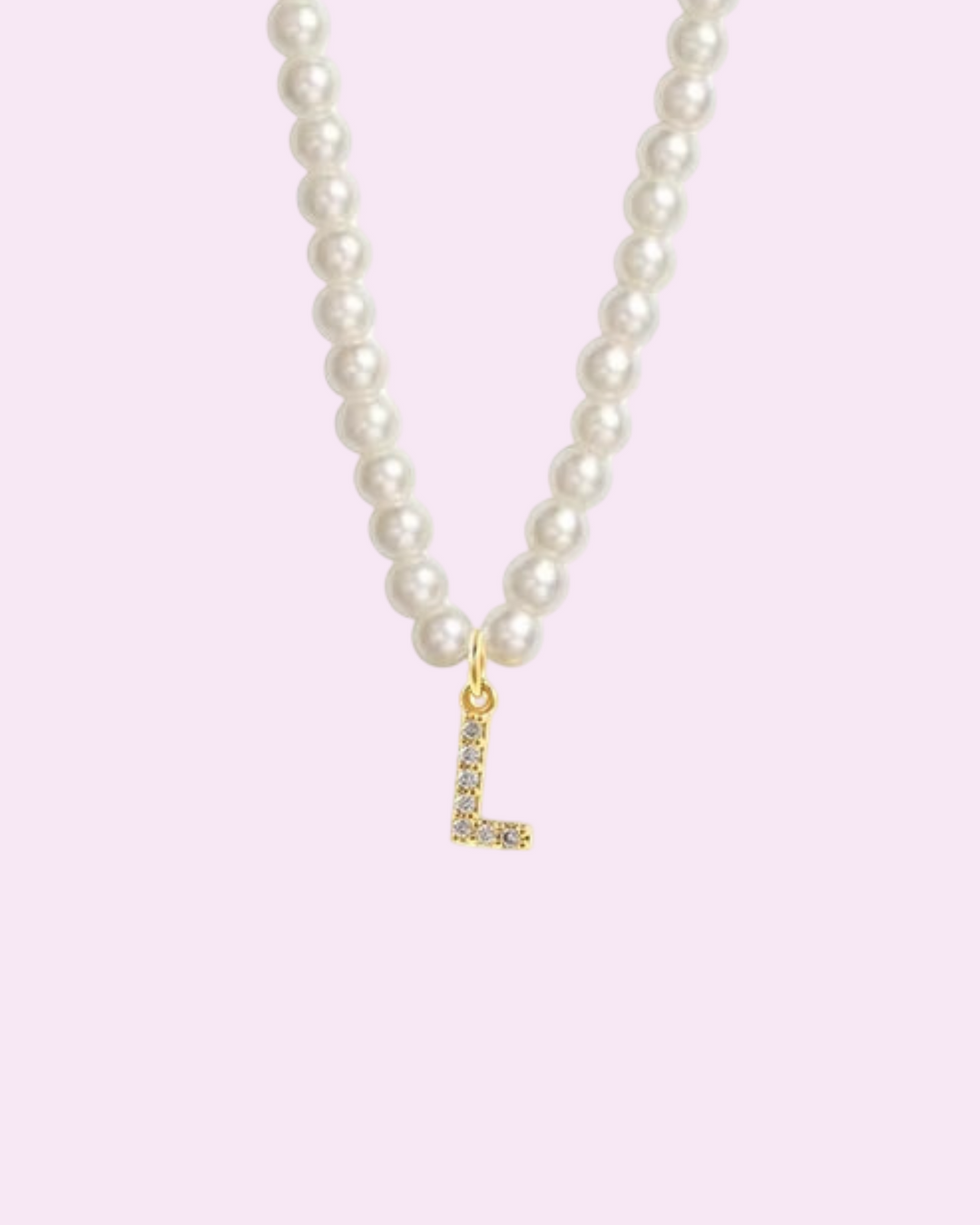 ABC - Náhrdelník s perlami a iniciálou osázenou kamínky