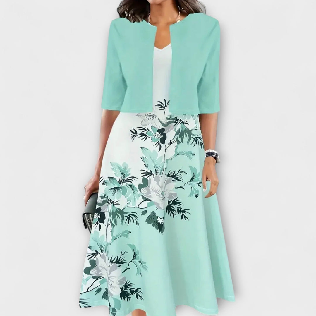 Barbora - Květinové midi šaty s odpovídajícím kardiganem