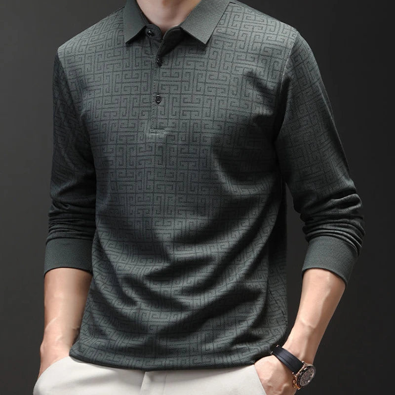 Marek - Polokošile s dlouhým rukávem pro muže s potiskem