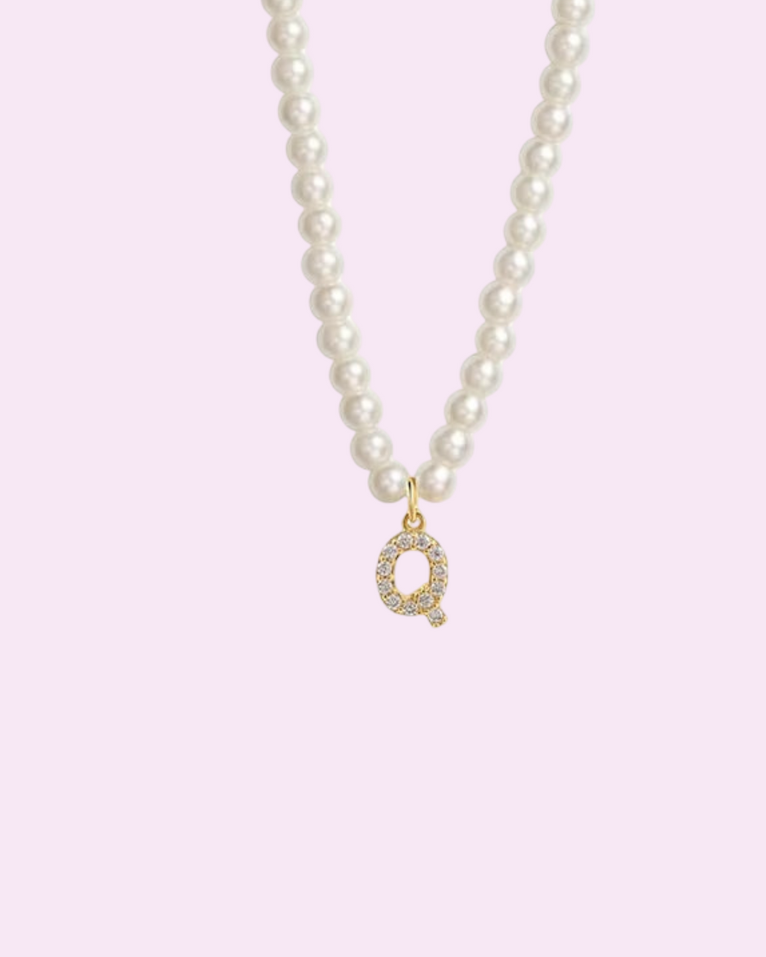 ABC - Náhrdelník s perlami a iniciálou osázenou kamínky