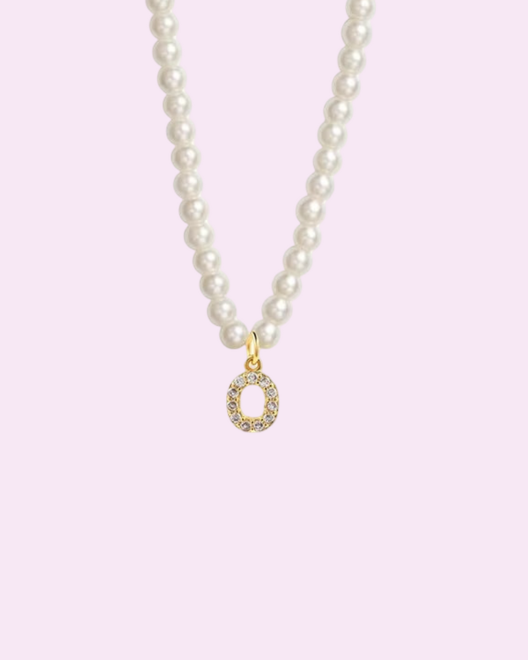 ABC - Náhrdelník s perlami a iniciálou osázenou kamínky