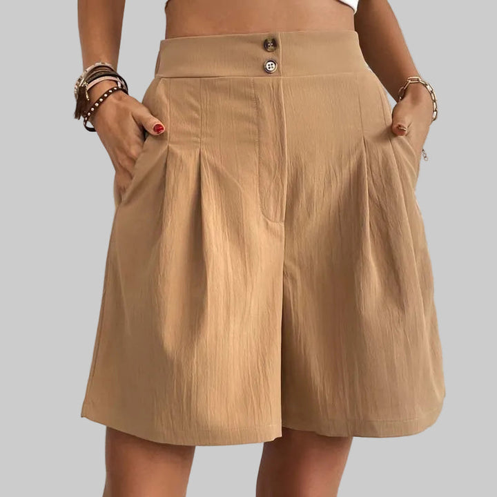 Ivka - Dámské šortky s vysokým pasem, knoflíky a bočními kapsami