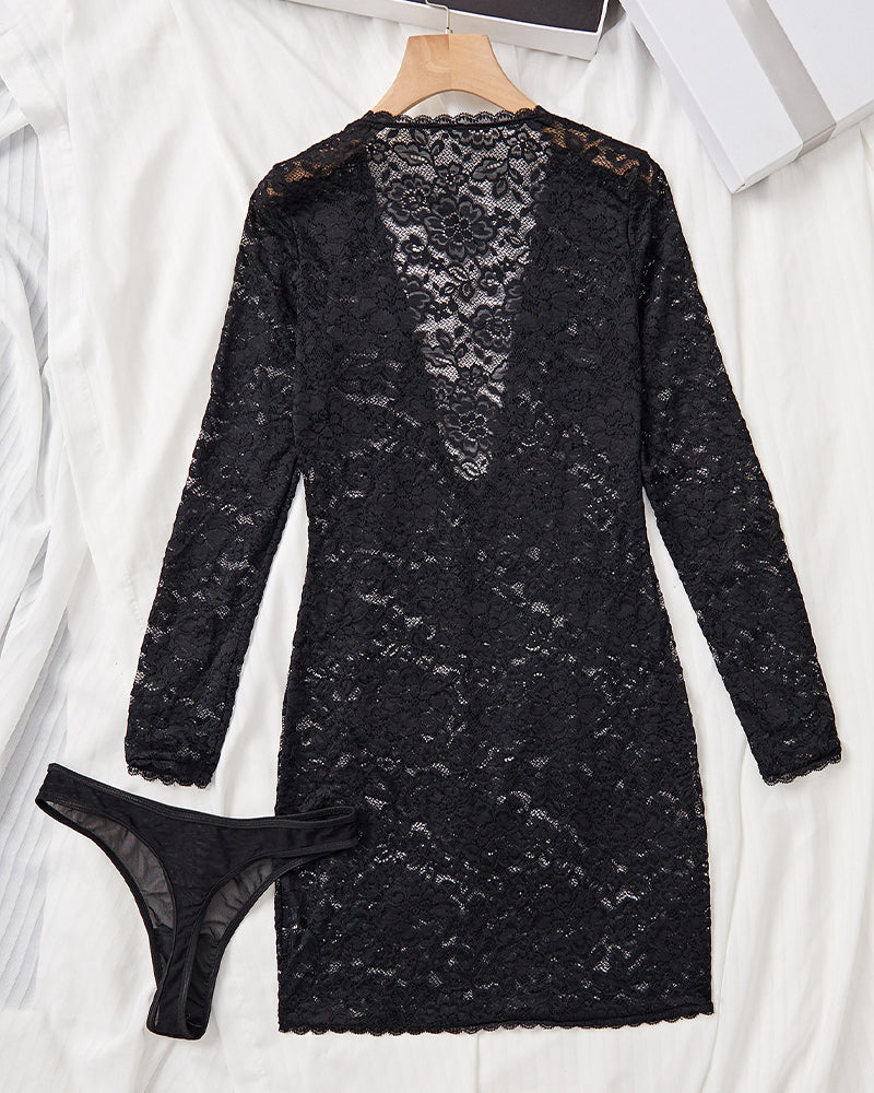 Lena™ | Noční košile s hlubokým V výstřihem a řetízkovým akcentem