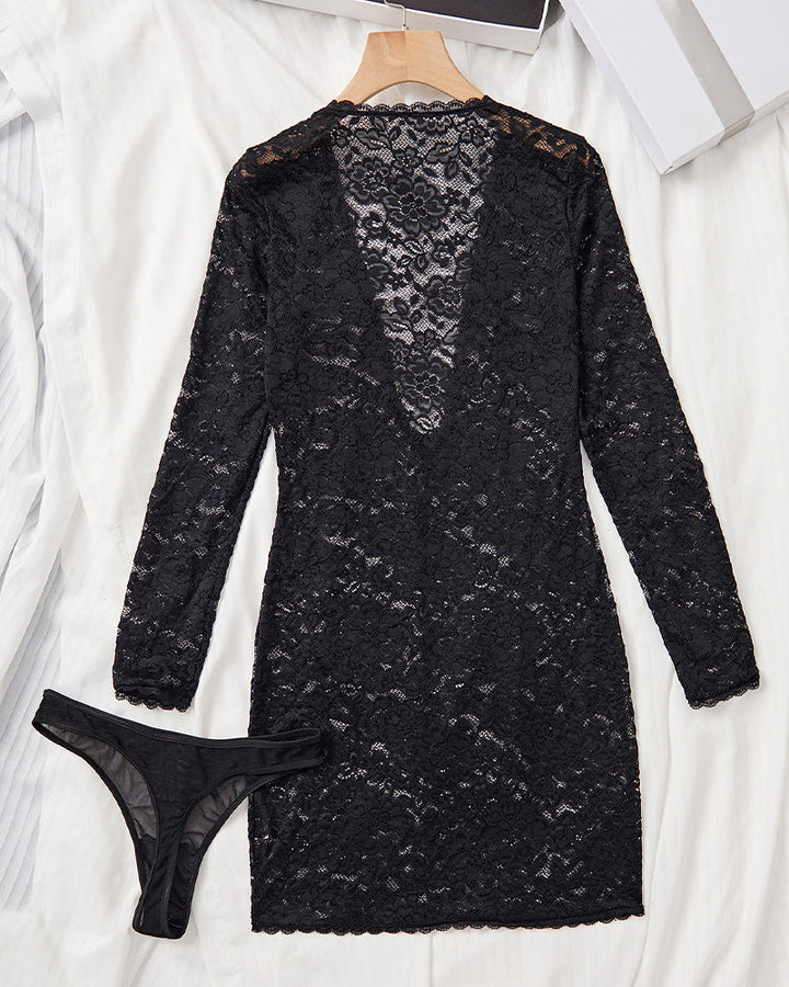 Lena™ | Noční košile s hlubokým V výstřihem a řetízkovým akcentem