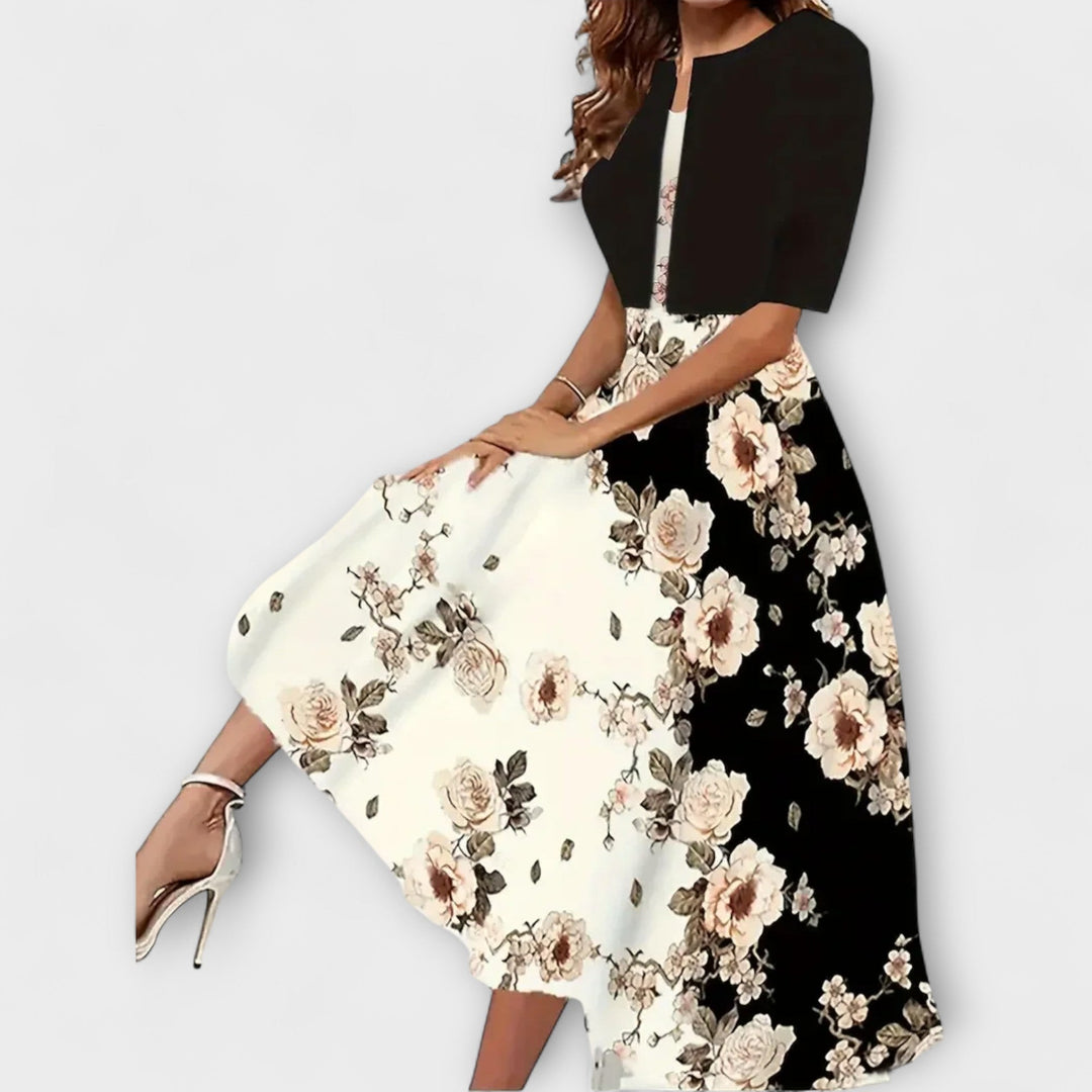 Barbora - Květinové midi šaty s odpovídajícím kardiganem