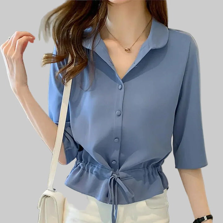 Alba - Blůza s vázáním v pase a krátkými rukávy