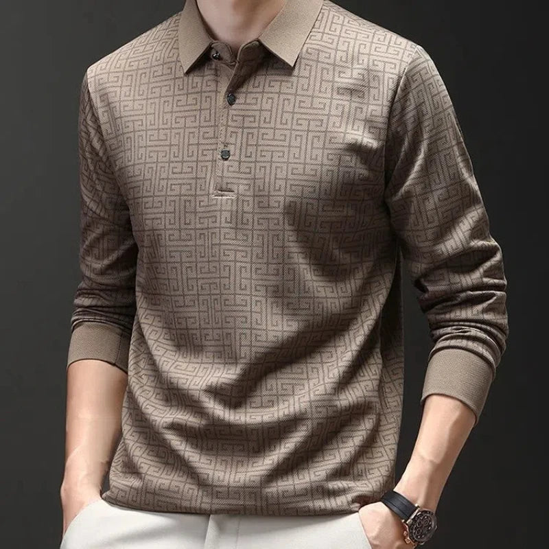 Marek - Polokošile s dlouhým rukávem pro muže s potiskem