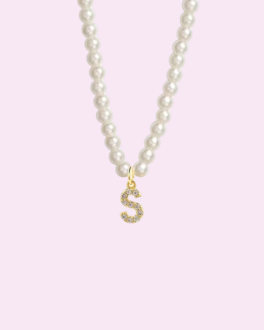 ABC - Náhrdelník s perlami a iniciálou osázenou kamínky